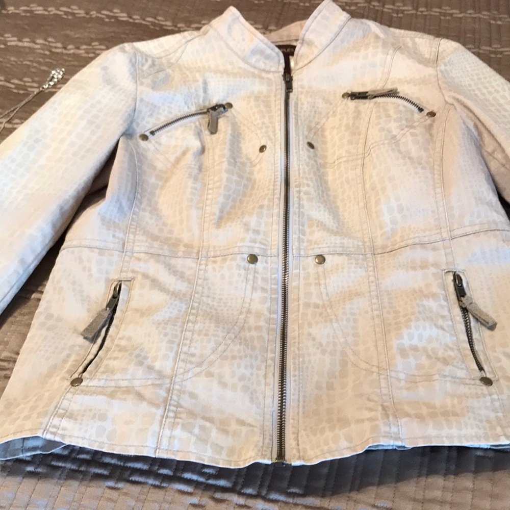 Multiples Jacket, Tan With Many Zippers, Size S - image 1